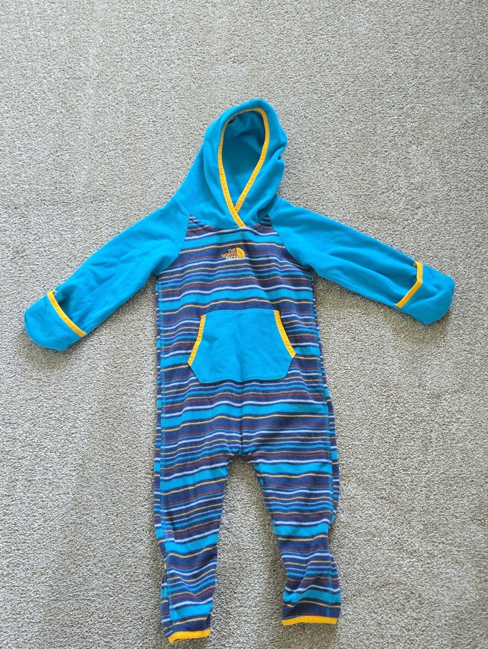 NWOT North Face Fleece Striped Hooded One Piece